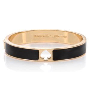 Kate Spade Hole Punch Spade Hinge Bangle Bracelet Gold Black